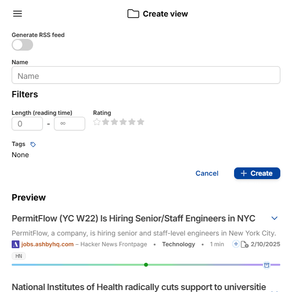 Create view