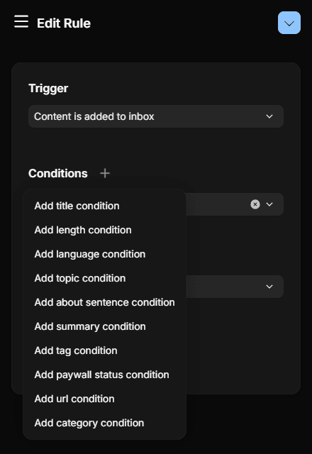 Rule conditions
