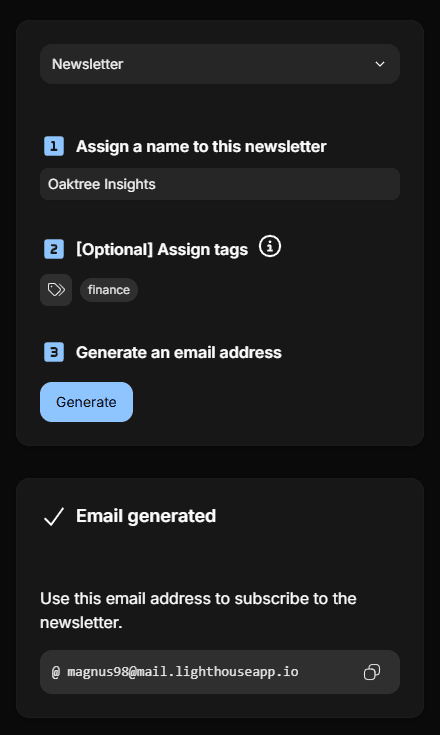 Email subscribe
